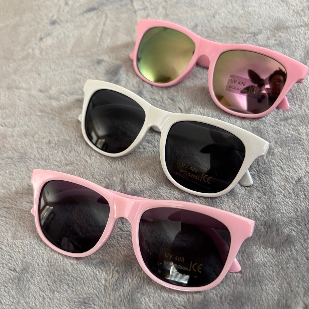 Baby Infant Toddler Sunglasses 3-Pack 0-2 Year UV 400 Girls Pink White New
